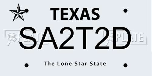 SA2T2D Texas License Plate