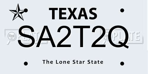 SA2T2Q Texas License Plate