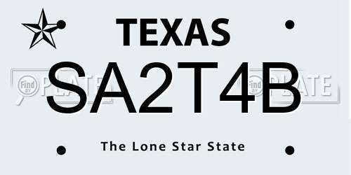 SA2T4B Texas License Plate