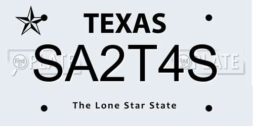 SA2T4S Texas License Plate