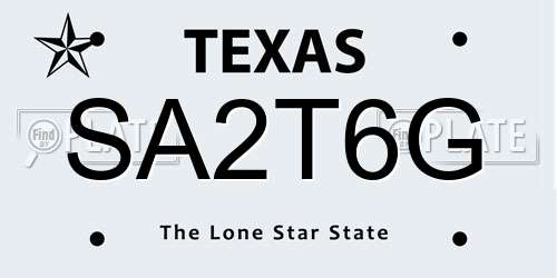 SA2T6G Texas License Plate