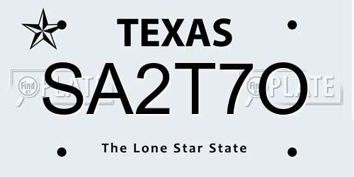 SA2T7O Texas License Plate
