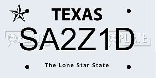 SA2Z1D Texas License Plate