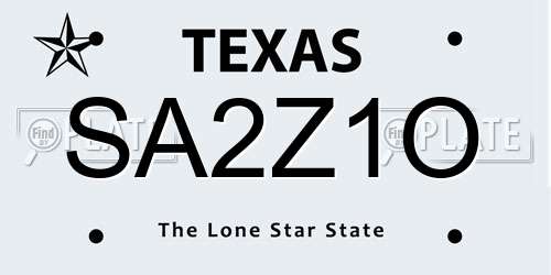 SA2Z1O Texas License Plate