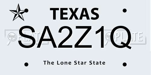 SA2Z1Q Texas License Plate