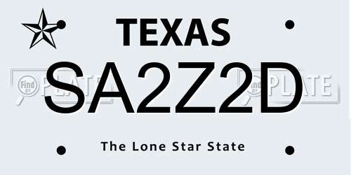 SA2Z2D Texas License Plate