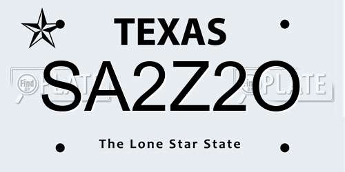 SA2Z2O Texas License Plate
