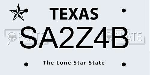 SA2Z4B Texas License Plate