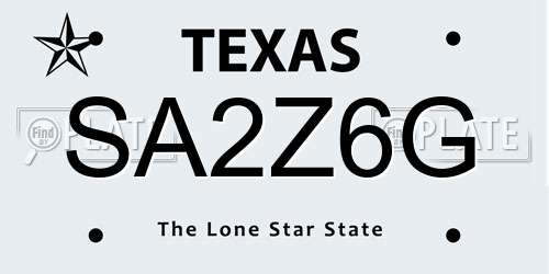 SA2Z6G Texas License Plate