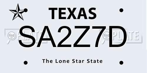 SA2Z7D Texas License Plate