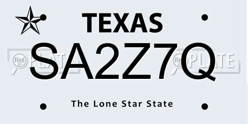 SA2Z7Q Texas License Plate
