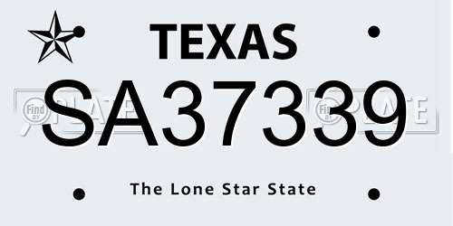 SA37339 Texas License Plate