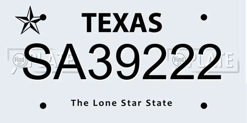 SA39222 Texas License Plate