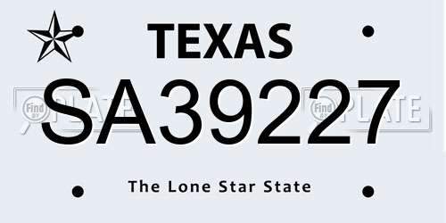 SA39227 Texas License Plate