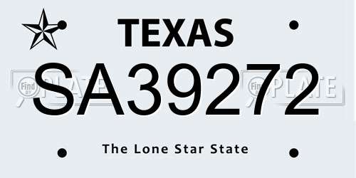 SA39272 Texas License Plate
