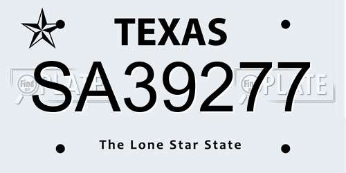 SA39277 Texas License Plate