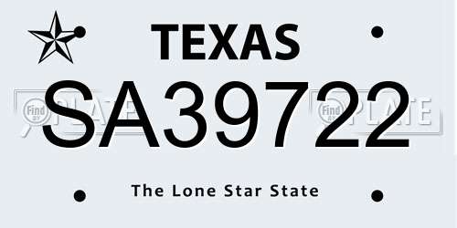 SA39722 Texas License Plate