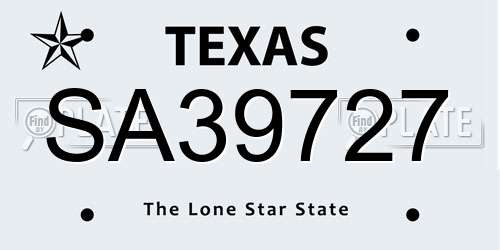 SA39727 Texas License Plate