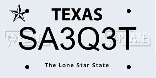 SA3Q3T Texas License Plate