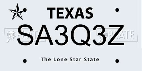 SA3Q3Z Texas License Plate