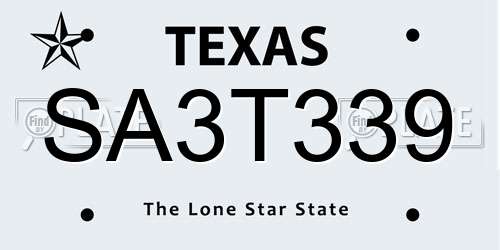SA3T339 Texas License Plate