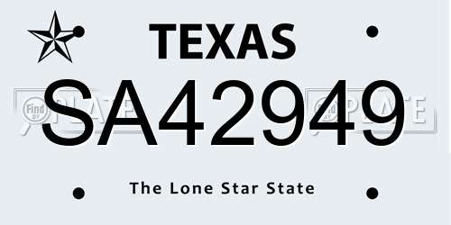 SA42949 Texas License Plate