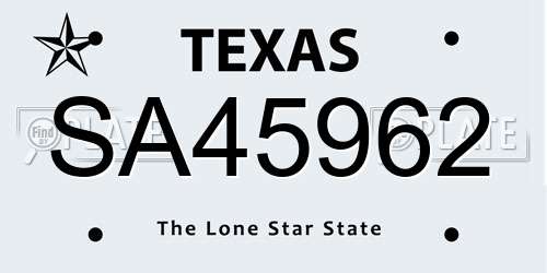 SA45962 Texas License Plate