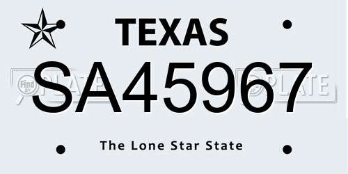SA45967 Texas License Plate