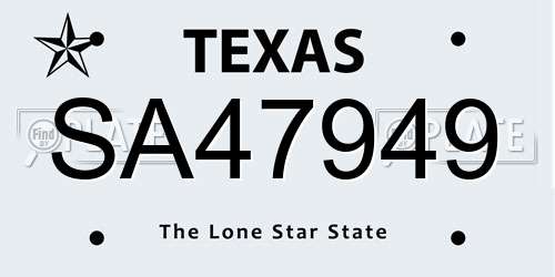 SA47949 Texas License Plate