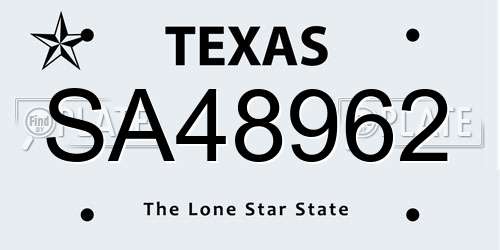 SA48962 Texas License Plate