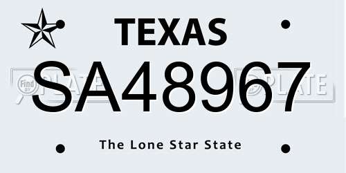 SA48967 Texas License Plate
