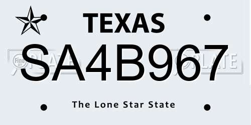 SA4B967 Texas License Plate