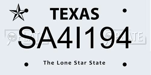 SA4I194 Texas License Plate