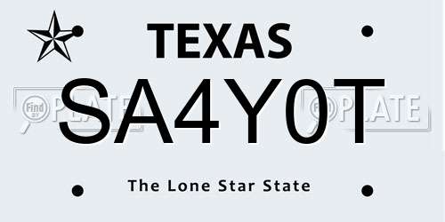 SA4Y0T Texas License Plate