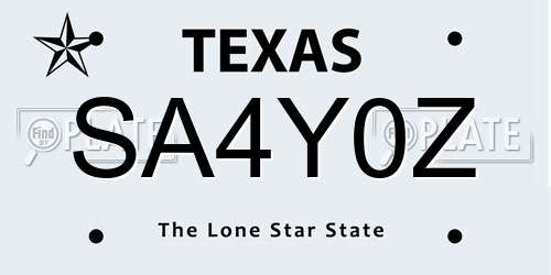 SA4Y0Z Texas License Plate