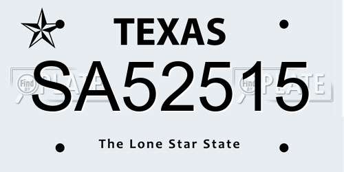 SA52515 Texas License Plate