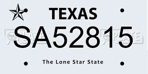 SA52815 Texas License Plate