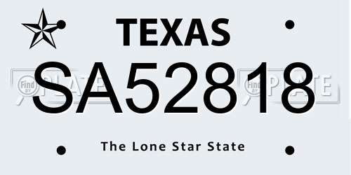 SA52818 Texas License Plate