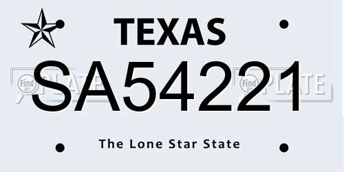 SA54221 Texas License Plate