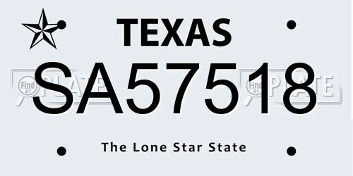 SA57518 Texas License Plate