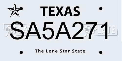 SA5A271 Texas License Plate