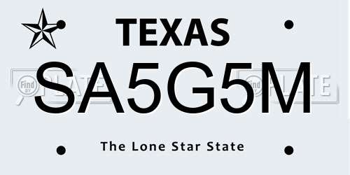 SA5G5M Texas License Plate
