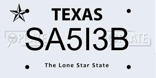 SA5I3B Texas License Plate