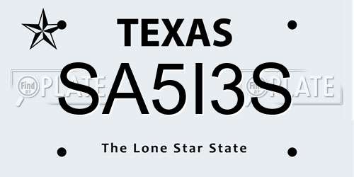 SA5I3S Texas License Plate