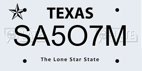 SA5O7M Texas License Plate