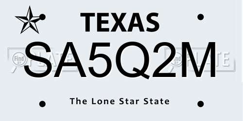 SA5Q2M Texas License Plate