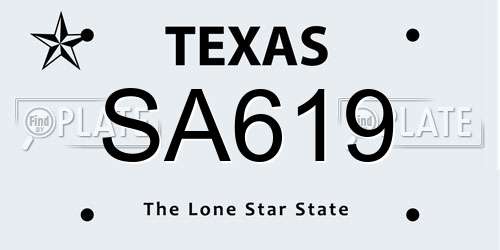SA619 Texas License Plate