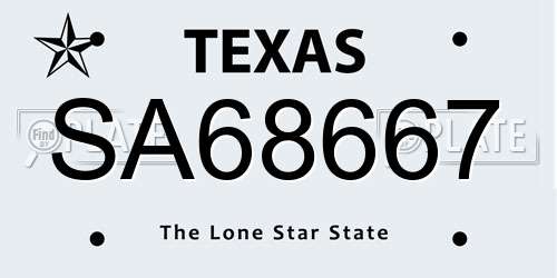 SA68667 Texas License Plate