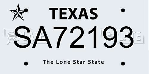 SA72193 Texas License Plate