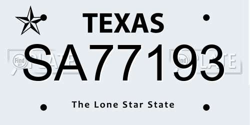 SA77193 Texas License Plate